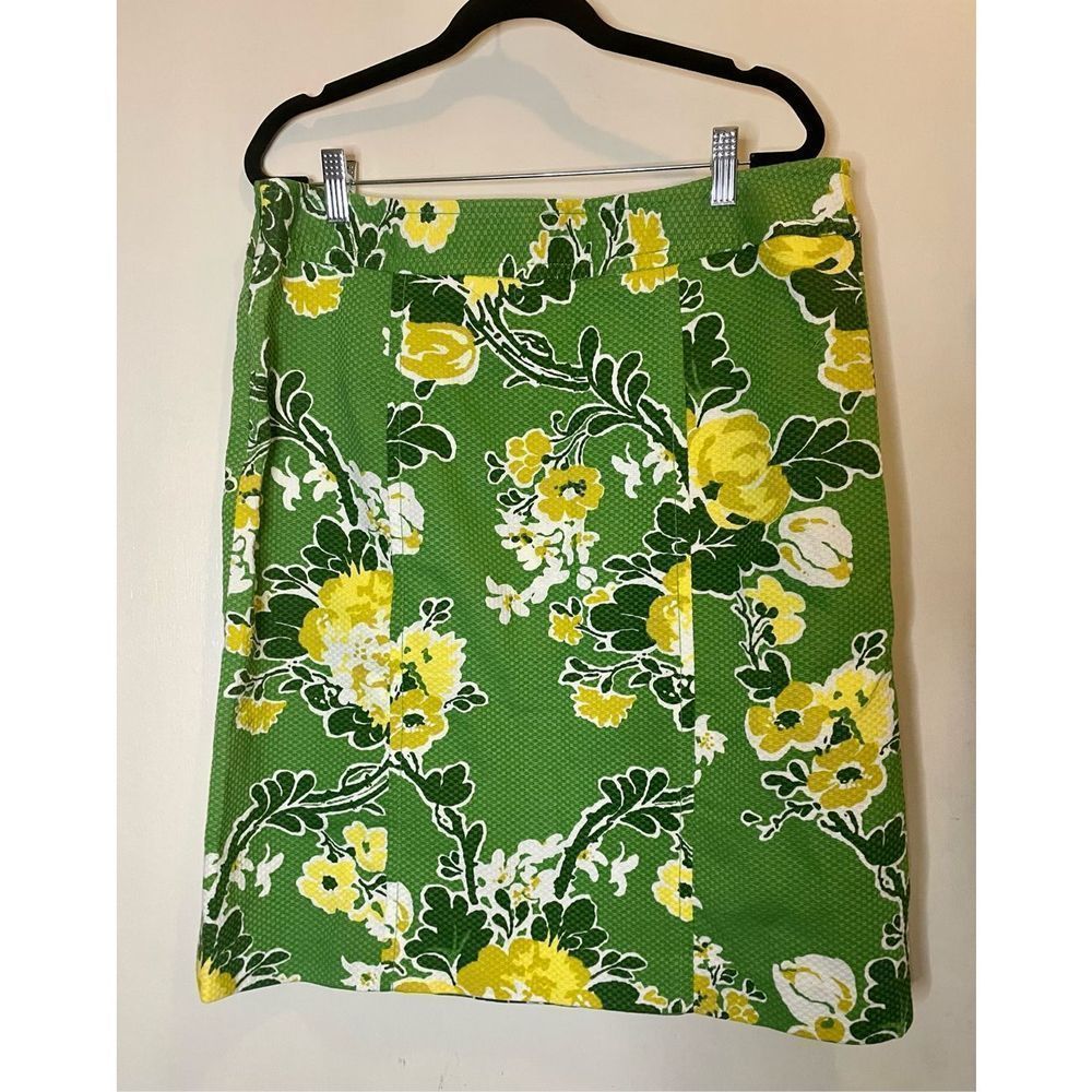 Talbots Vintage inspired faux wrap green and yellow skirt size 12 - Picture 7 of 8